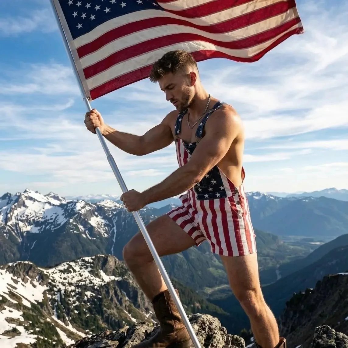πHot Sales 49% Off β πΊπΈ Vintage Patriotic Denim Short Overalls β¨ Stars & Stripes Summer Romper -$AC