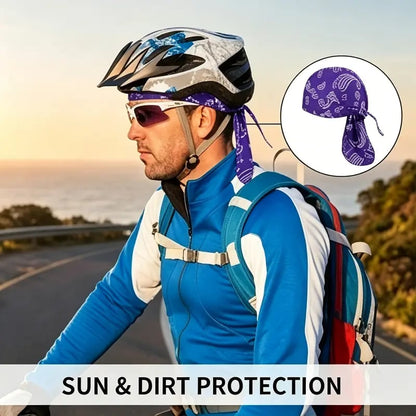 Paisley Cooling Headscarf Cap Set, Motorcycle Pirate Head Wrap Safety Helmet Liner--Elastic Fit Hand Washable Multifunctional Outdoor Headwear for Athletes & Outdoor Enthusiasts-WH