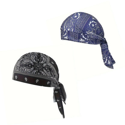 Paisley Cooling Headscarf Cap Set, Motorcycle Pirate Head Wrap Safety Helmet Liner--Elastic Fit Hand Washable Multifunctional Outdoor Headwear for Athletes & Outdoor Enthusiasts-WH