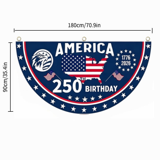 🗽USA 250th Anniversary Flag Half Round Banner🦅 -$AC