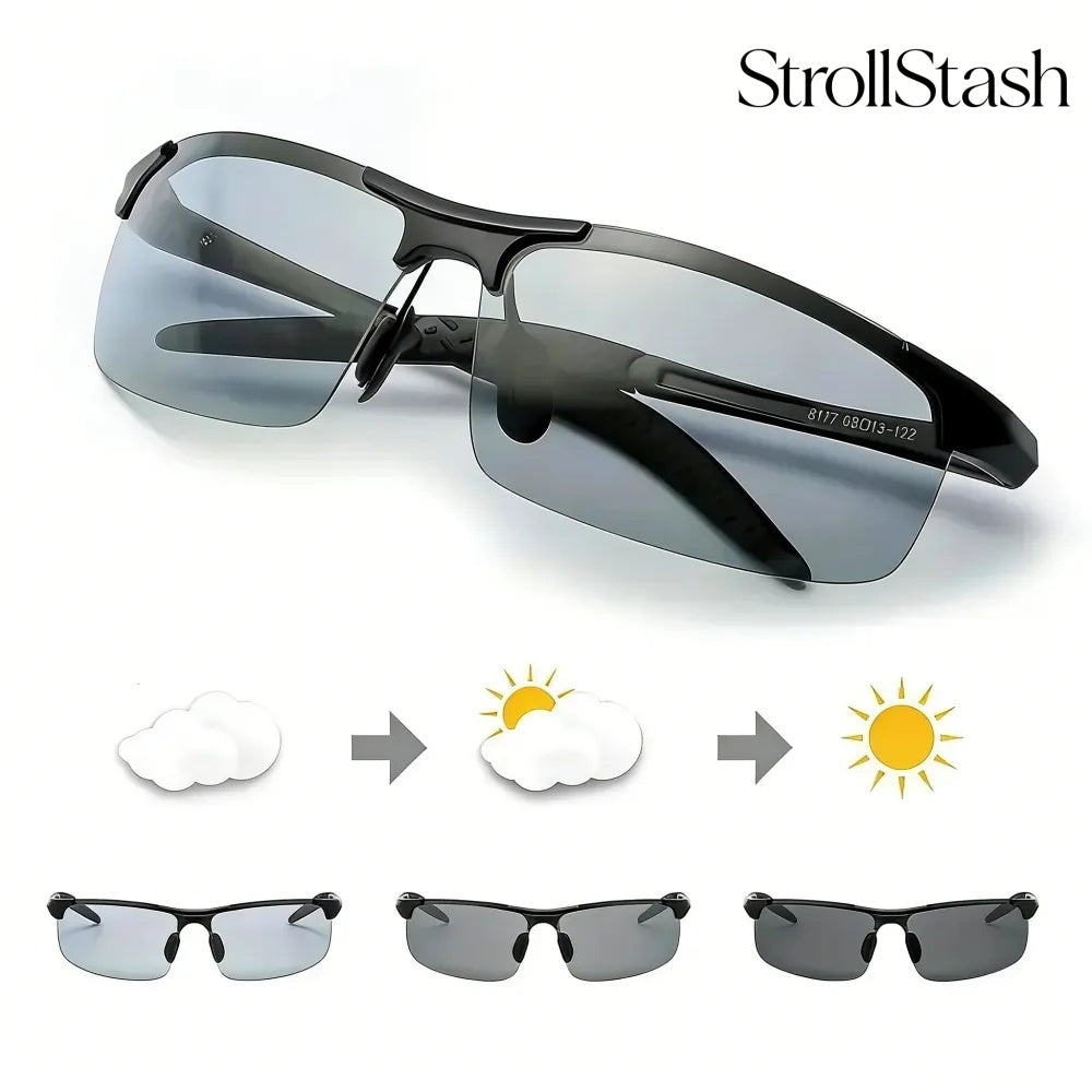 StrollStash™ HD Polarized Photochromic Sunglasses UV400 Protection | Retro Oversized Square | Unisex 2026 Essential  -$AC