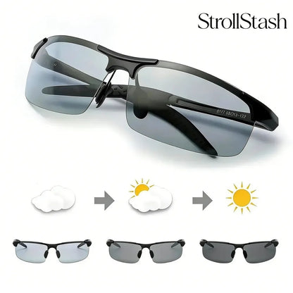 StrollStash™ HD Polarized Photochromic Sunglasses UV400 Protection | Retro Oversized Square | Unisex 2026 Essential  -$AC