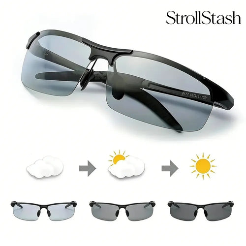 StrollStash™ HD Polarized Photochromic Sunglasses UV400 Protection | Retro Oversized Square | Unisex 2026 Essential  -$AC