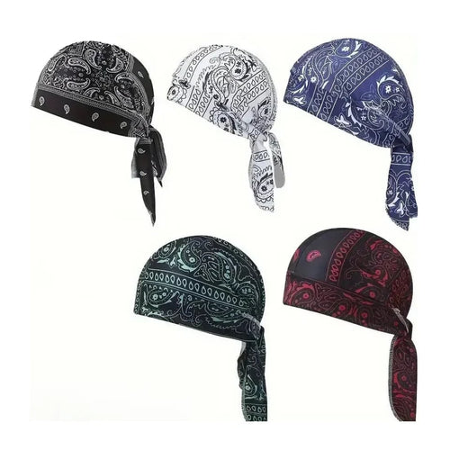 Paisley Cooling Headscarf Cap Set, Motorcycle Pirate Head Wrap Safety Helmet Liner--Elastic Fit Hand Washable Multifunctional Outdoor Headwear for Athletes & Outdoor Enthusiasts-WH