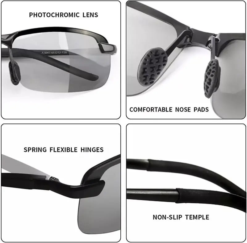 StrollStash™ HD Polarized Photochromic Sunglasses UV400 Protection | Retro Oversized Square | Unisex 2026 Essential  -$AC