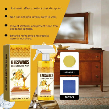 Beeswax Wood Polish Spray 120ml | Natural Shine & Protection for Furniture, Floors, Cabinets – Non-Greasy, Anti-Dust Finish-YH