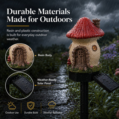 Solar Fairy-Tale Mushroom Cottage Garden Light -$AC