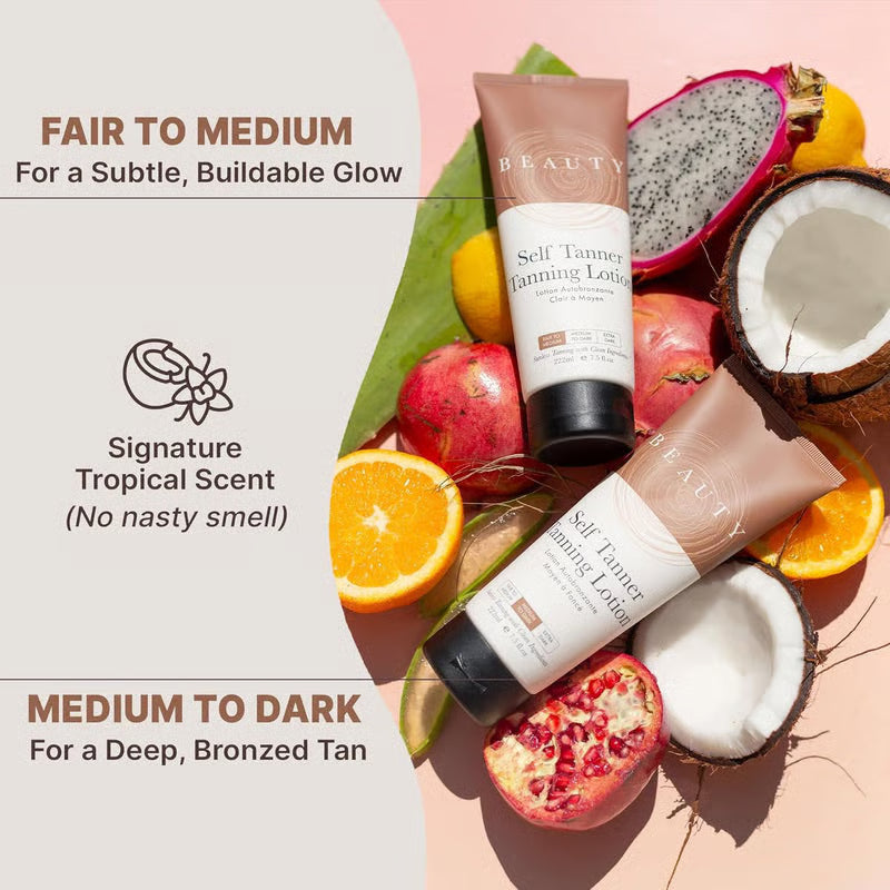 🌞 Get the Ultimate Sunless Glow✨ Beauty by Earth Self Tanner Lotion – For a Natural, Streak-Free Tan-WH