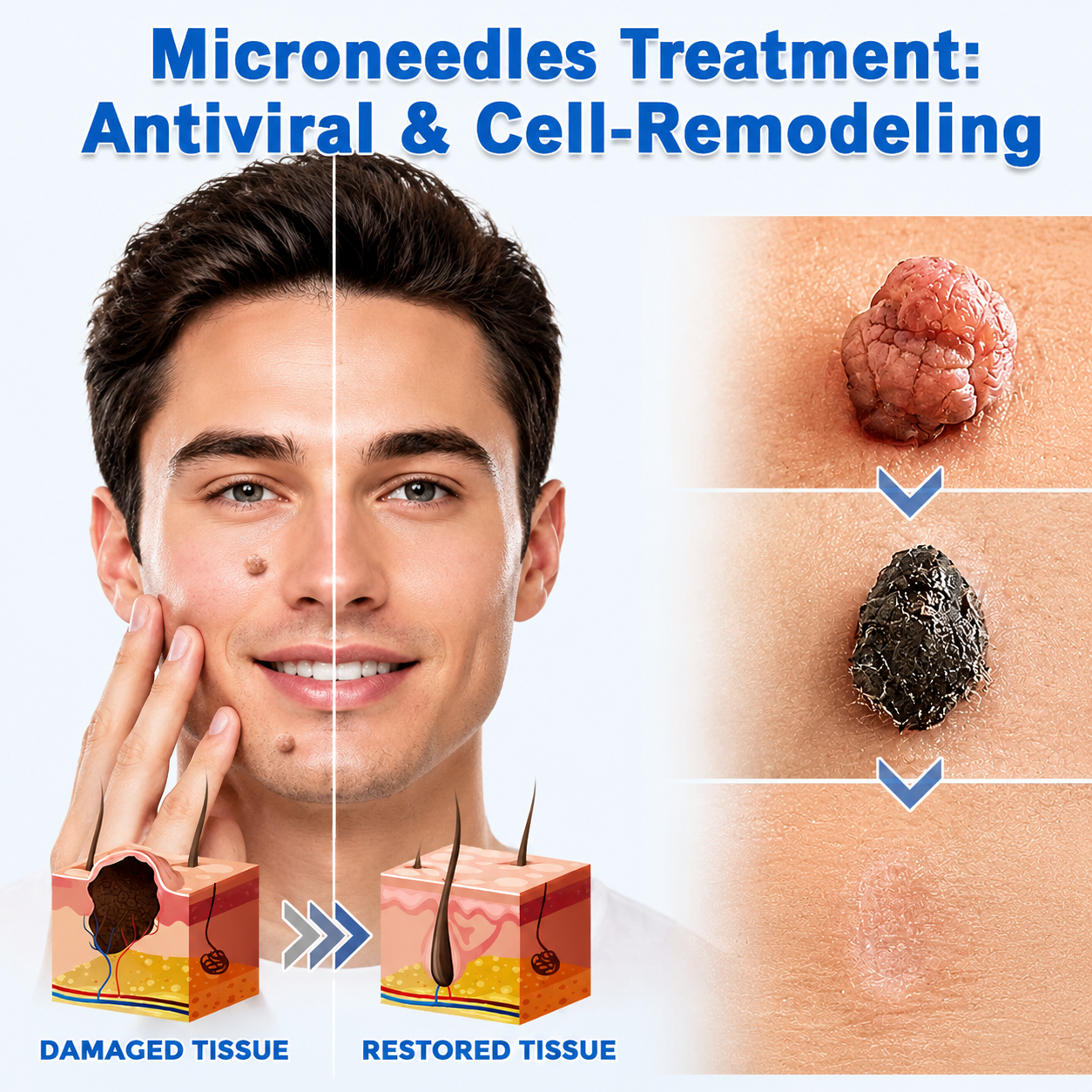 ✨2-in-1 Microneedle & Hydrocolloid Patch🍀| Removes Raised Moles, Acne, Flat Warts & Skin Tags | Helps Improve Wrinkles, Scars & Blemishes | Invisible Patches for Face & Body-YH
