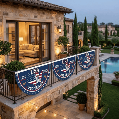 🗽USA 250th Anniversary Flag Half Round Banner🦅 -$AC