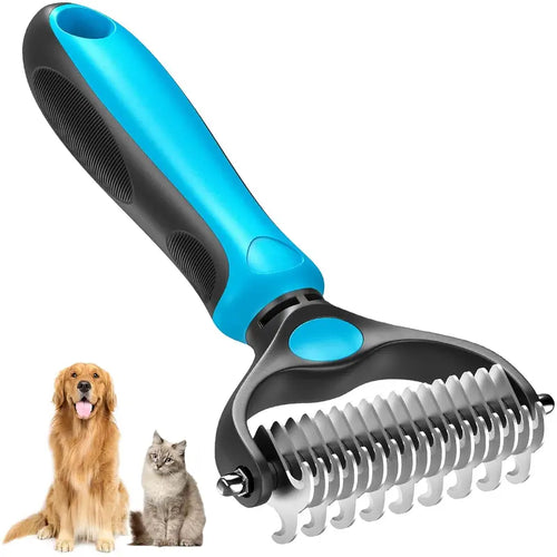 🐾Double-Sided Pet Grooming Brush – Hurtless Shedding & Dematting Undercoat Rake for Dogs and Cats-YH
