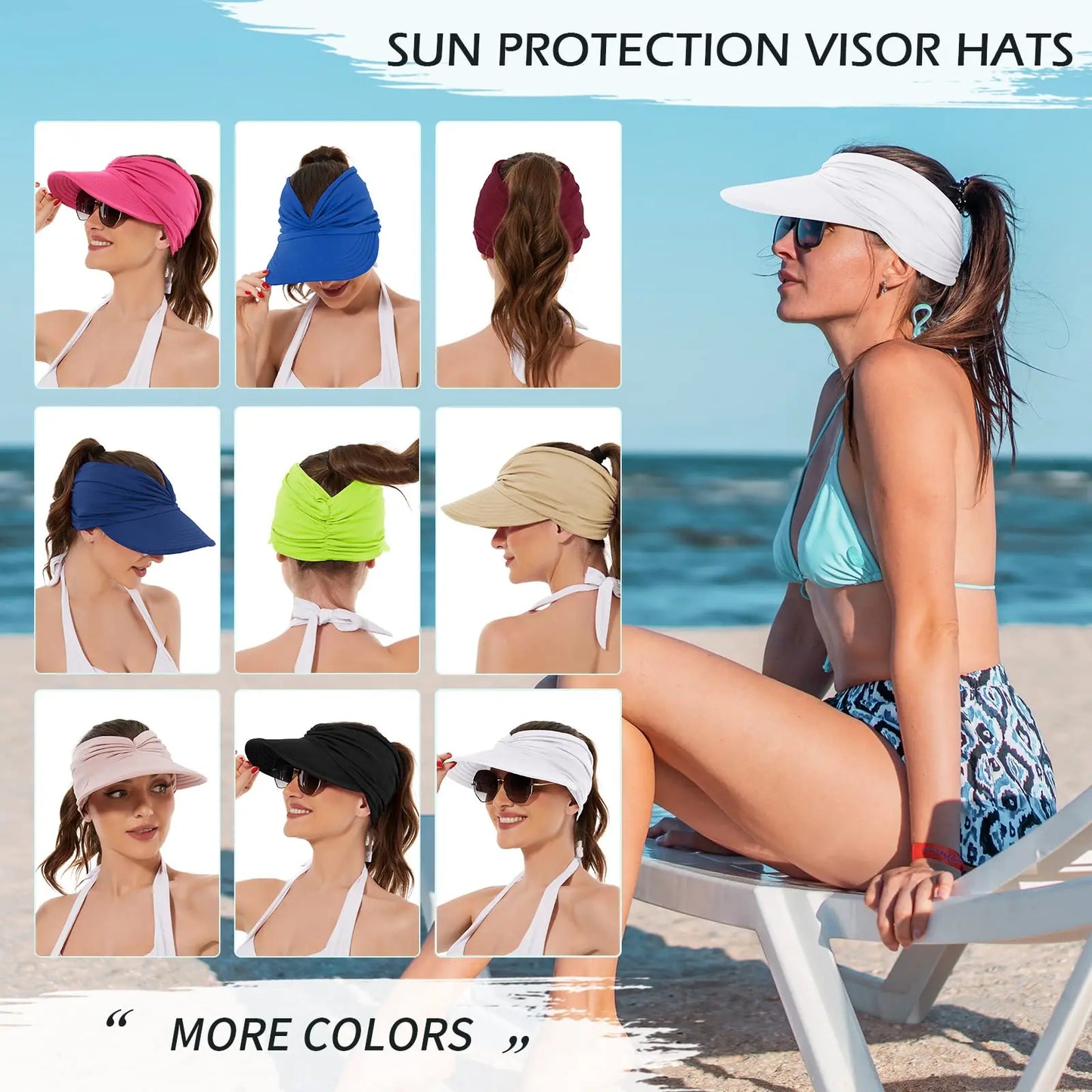 Women's UPF 50+ UV Protection Sun Visor Hat-$AC