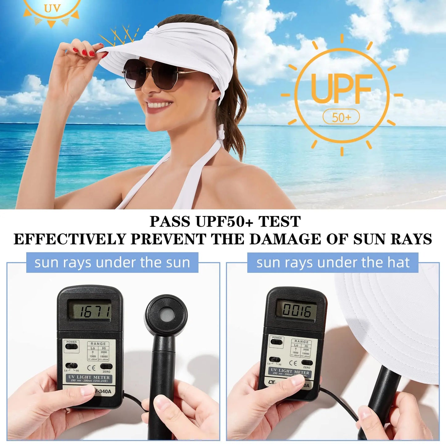 Women's UPF 50+ UV Protection Sun Visor Hat-$AC