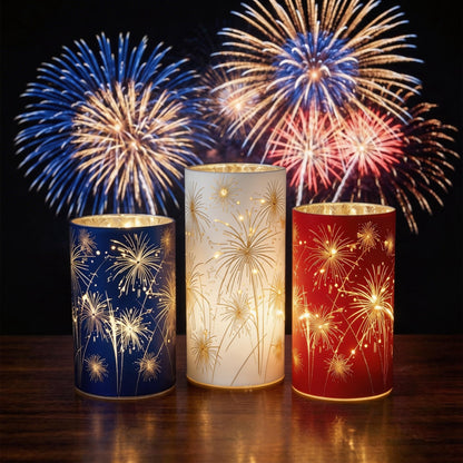 Celebration Firework Lanterns – Premium Patriotic Red, White & Blue Trio -$AC