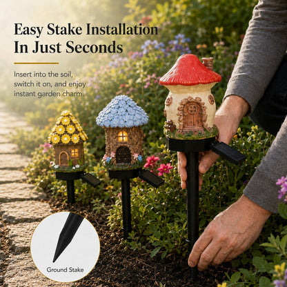 Solar Fairy-Tale Mushroom Cottage Garden Light -$AC