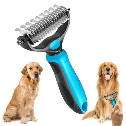 🐾Double-Sided Pet Grooming Brush – Hurtless Shedding & Dematting Undercoat Rake for Dogs and Cats-YH