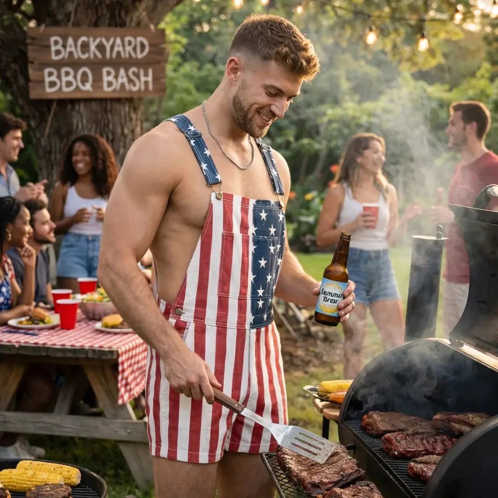 🎉Hot Sales 49% Off – 🇺🇸 Vintage Patriotic Denim Short Overalls ✨ Stars & Stripes Summer Romper -$AC