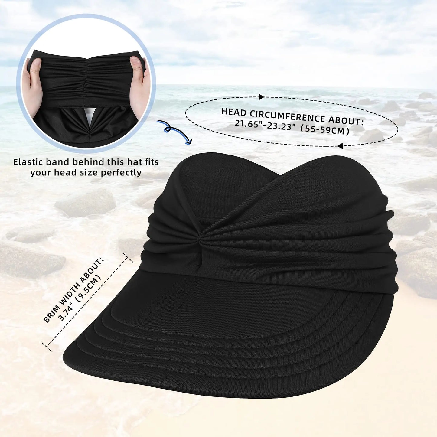 Women's UPF 50+ UV Protection Sun Visor Hat-$AC