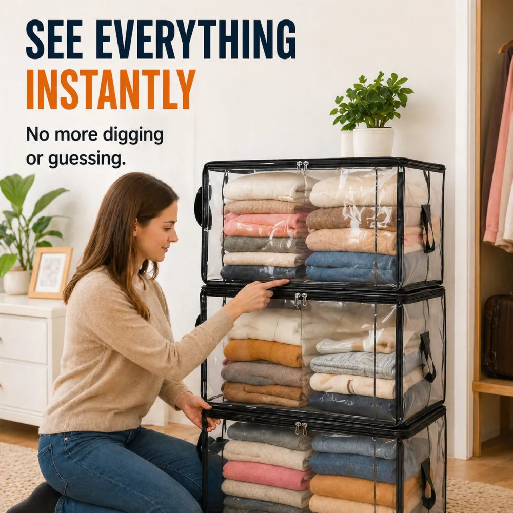 🎁 Last Day Sale 49% 📦Large Heavy-Duty Clear Storage Bag for Clothes, Bedding & Moving -$AC
