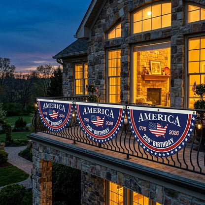 🗽USA 250th Anniversary Flag Half Round Banner🦅 -$AC