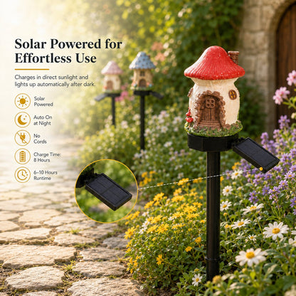 Solar Fairy-Tale Mushroom Cottage Garden Light -$AC