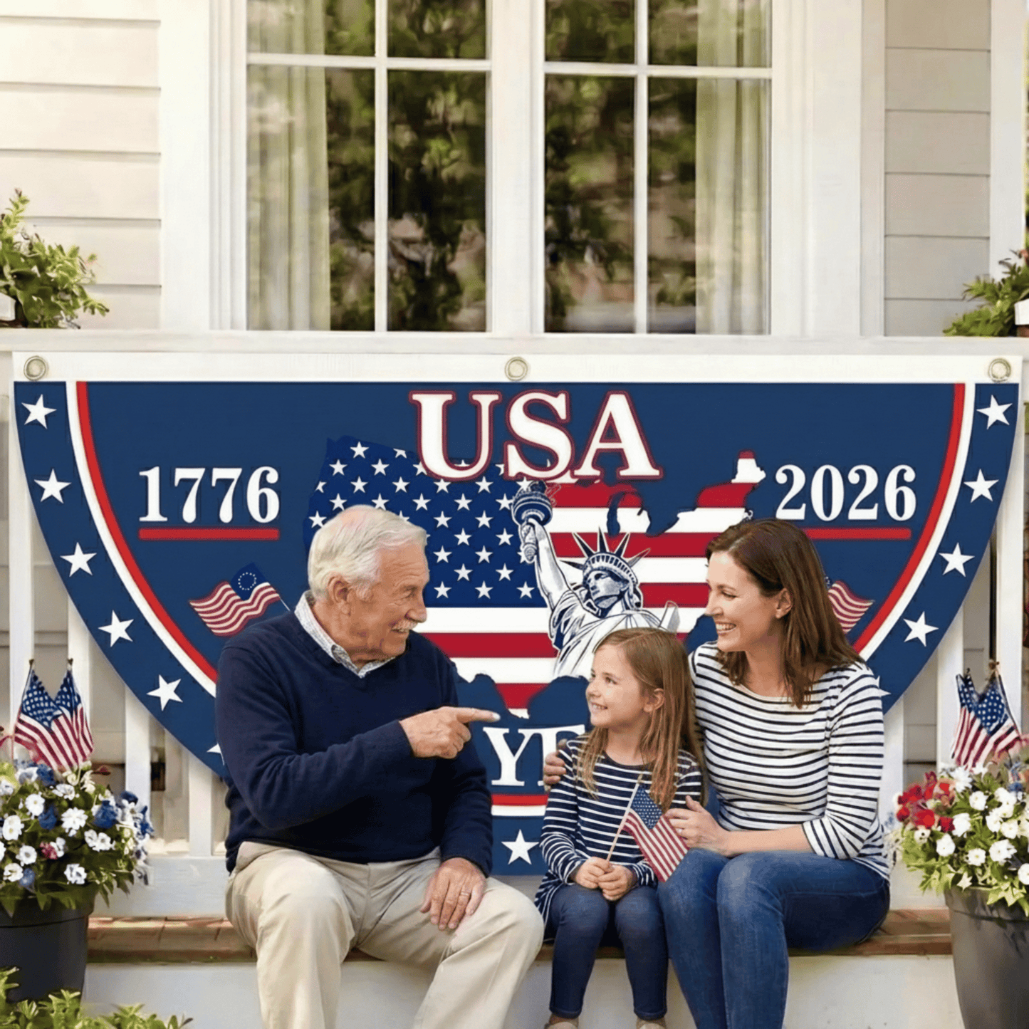 🗽USA 250th Anniversary Flag Half Round Banner🦅 -$AC
