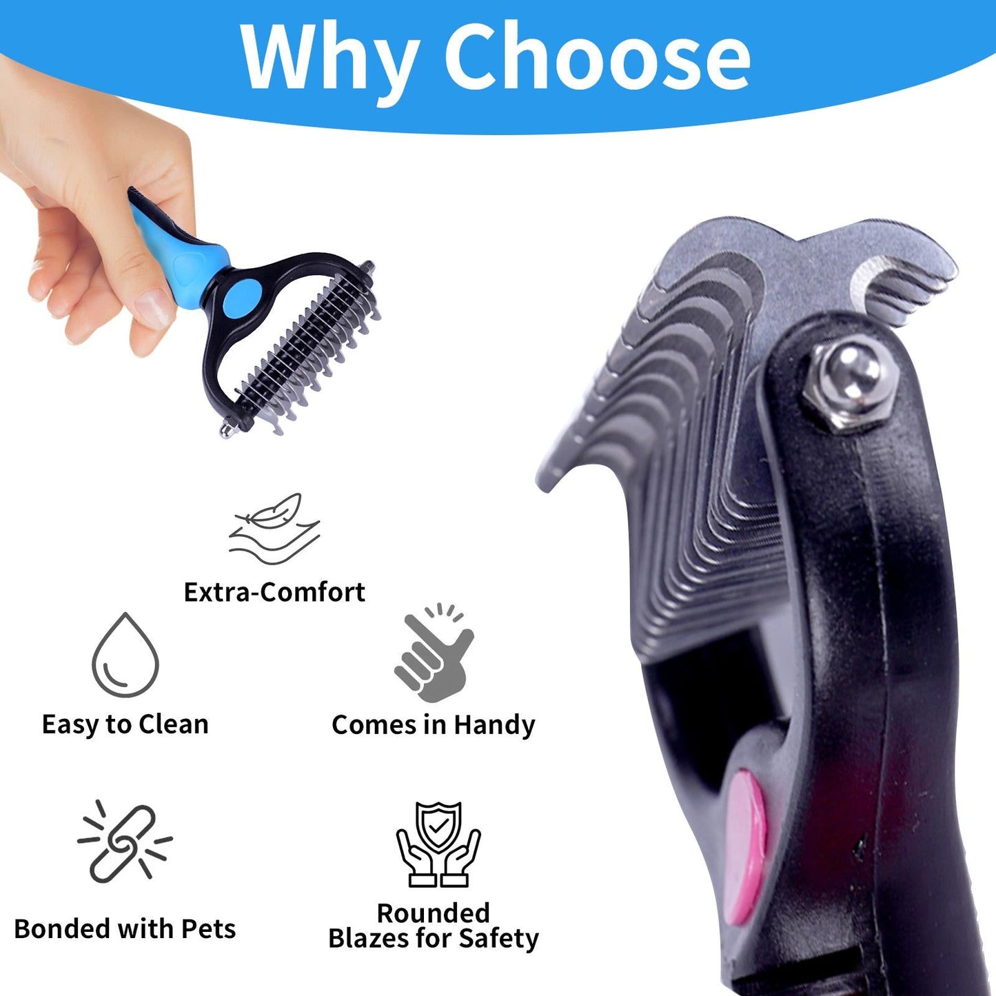🐾Double-Sided Pet Grooming Brush – Hurtless Shedding & Dematting Undercoat Rake for Dogs and Cats-YH