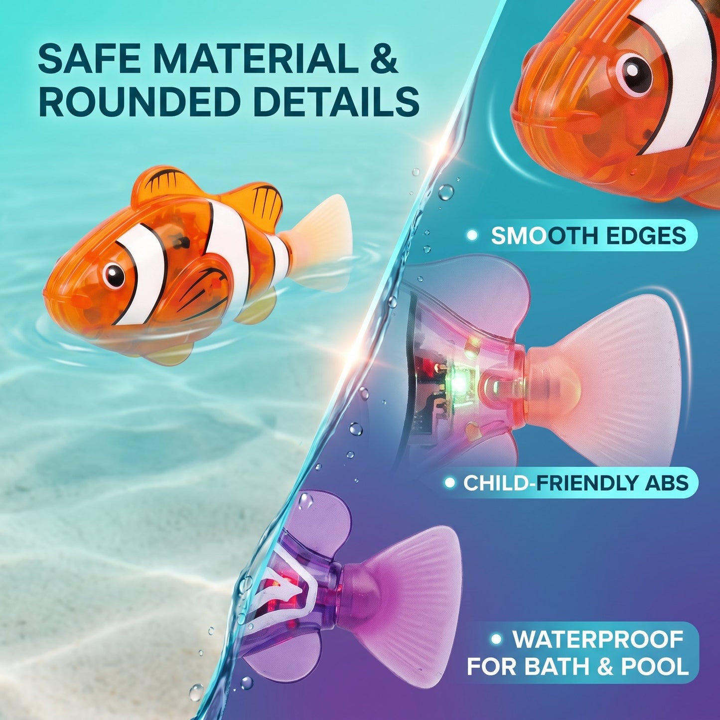 Swimming Fish Bath Toy Set – Splashing Fun for Kids 🐠💦4Pcs Induction Activated | LED Light Up | Auto-Swimming Bath Toy -$AC