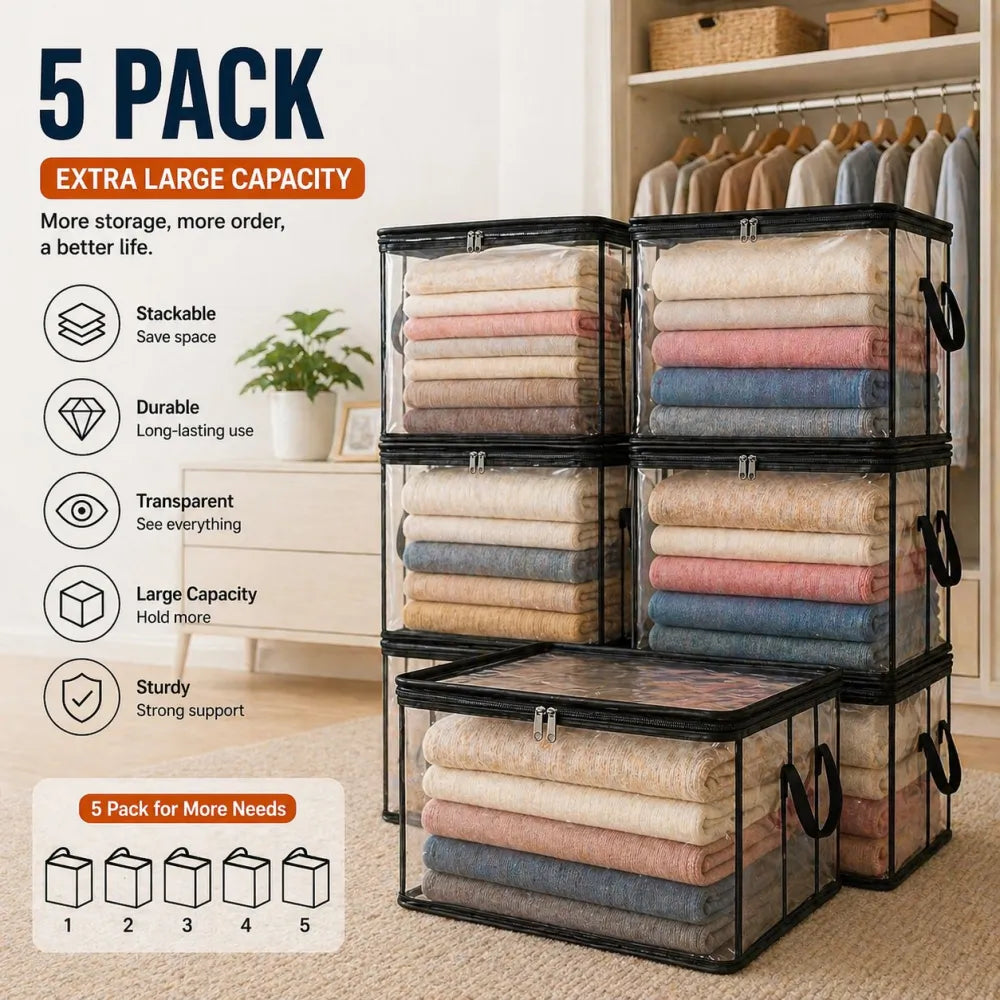 🎁 Last Day Sale 49% 📦Large Heavy-Duty Clear Storage Bag for Clothes, Bedding & Moving -$AC