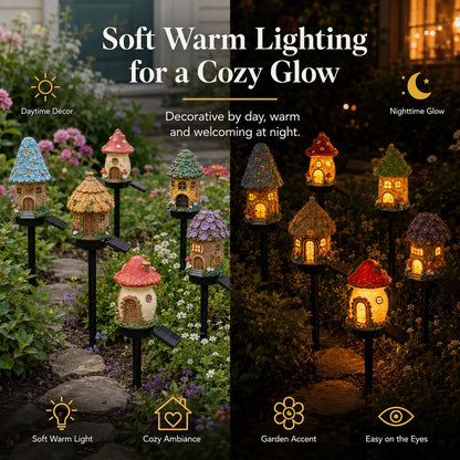 Solar Fairy-Tale Mushroom Cottage Garden Light -$AC