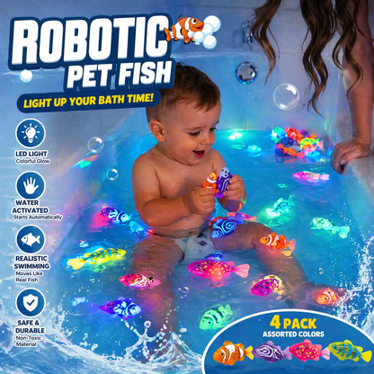 Swimming Fish Bath Toy Set – Splashing Fun for Kids 🐠💦4Pcs Induction Activated | LED Light Up | Auto-Swimming Bath Toy -$AC