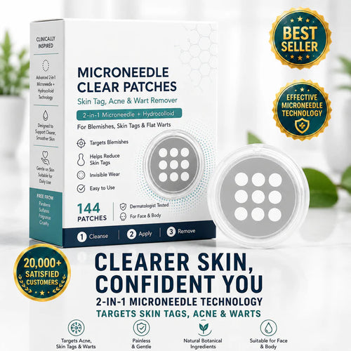 ✨2-in-1 Microneedle & Hydrocolloid Patch🍀| Removes Raised Moles, Acne, Flat Warts & Skin Tags | Helps Improve Wrinkles, Scars & Blemishes | Invisible Patches for Face & Body-YH