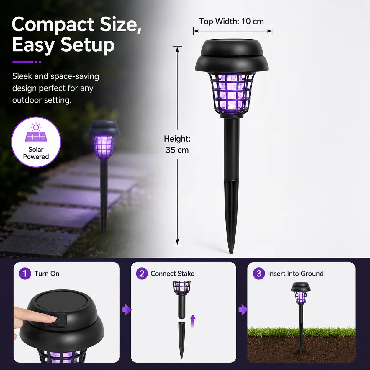 Solar Mosquito Zapper Light – Outdoor Garden Stake Lamp -$AC