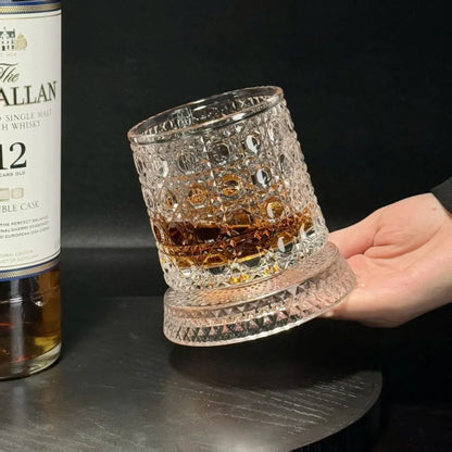 Rotating Whiskey Glasses with Crystal Glass Base -$AC