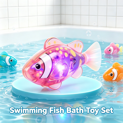 Swimming Fish Bath Toy Set – Splashing Fun for Kids 🐠💦4Pcs Induction Activated | LED Light Up | Auto-Swimming Bath Toy -$AC
