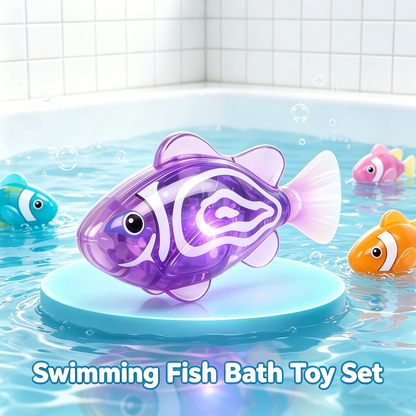 Swimming Fish Bath Toy Set – Splashing Fun for Kids 🐠💦4Pcs Induction Activated | LED Light Up | Auto-Swimming Bath Toy -$AC