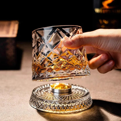 Rotating Whiskey Glasses with Crystal Glass Base -$AC