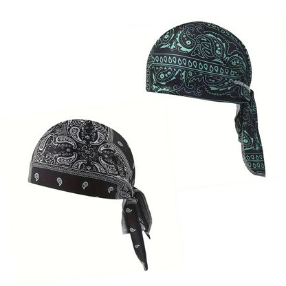 Paisley Cooling Headscarf Cap Set, Motorcycle Pirate Head Wrap Safety Helmet Liner--Elastic Fit Hand Washable Multifunctional Outdoor Headwear for Athletes & Outdoor Enthusiasts-WH