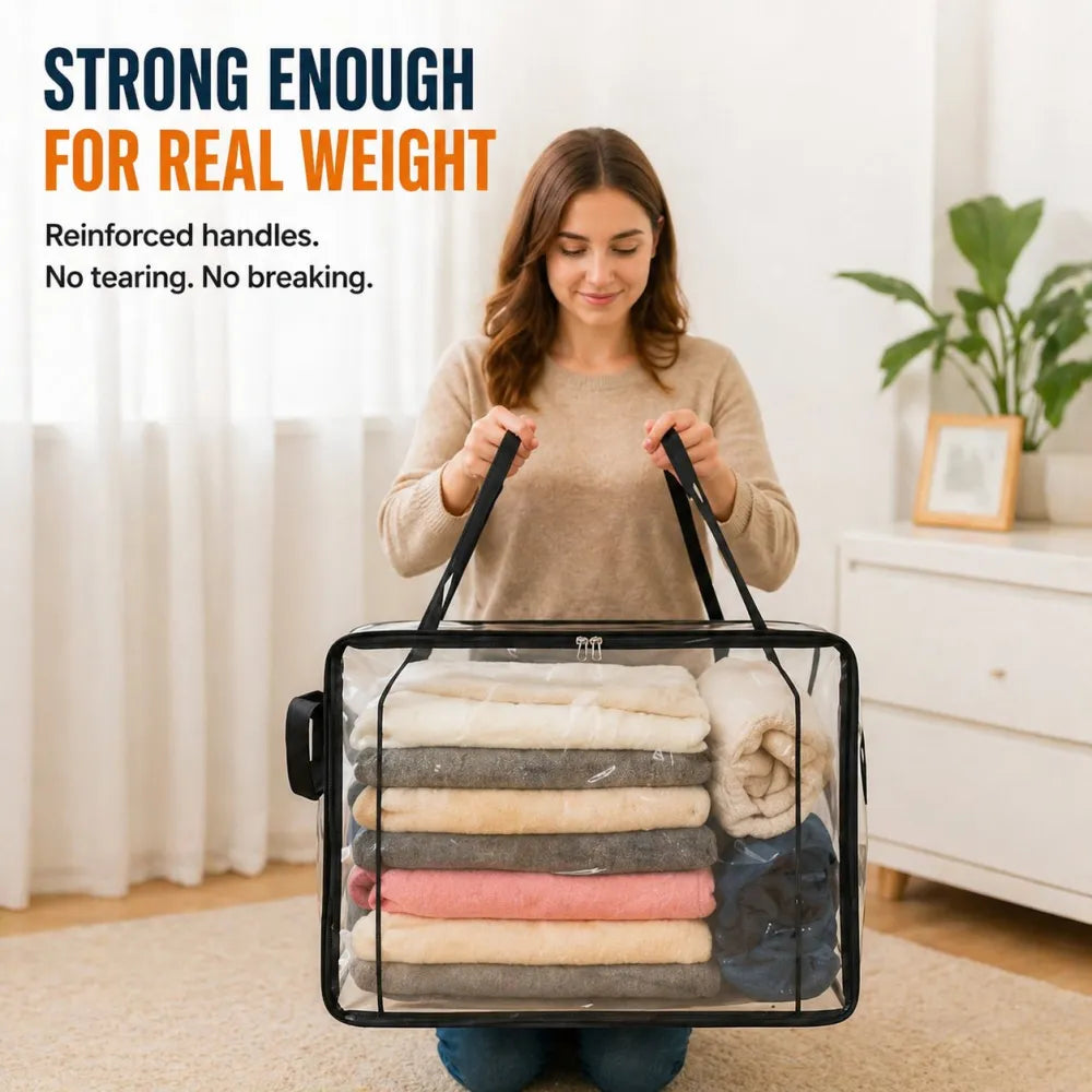 🎁 Last Day Sale 49% 📦Large Heavy-Duty Clear Storage Bag for Clothes, Bedding & Moving -$AC