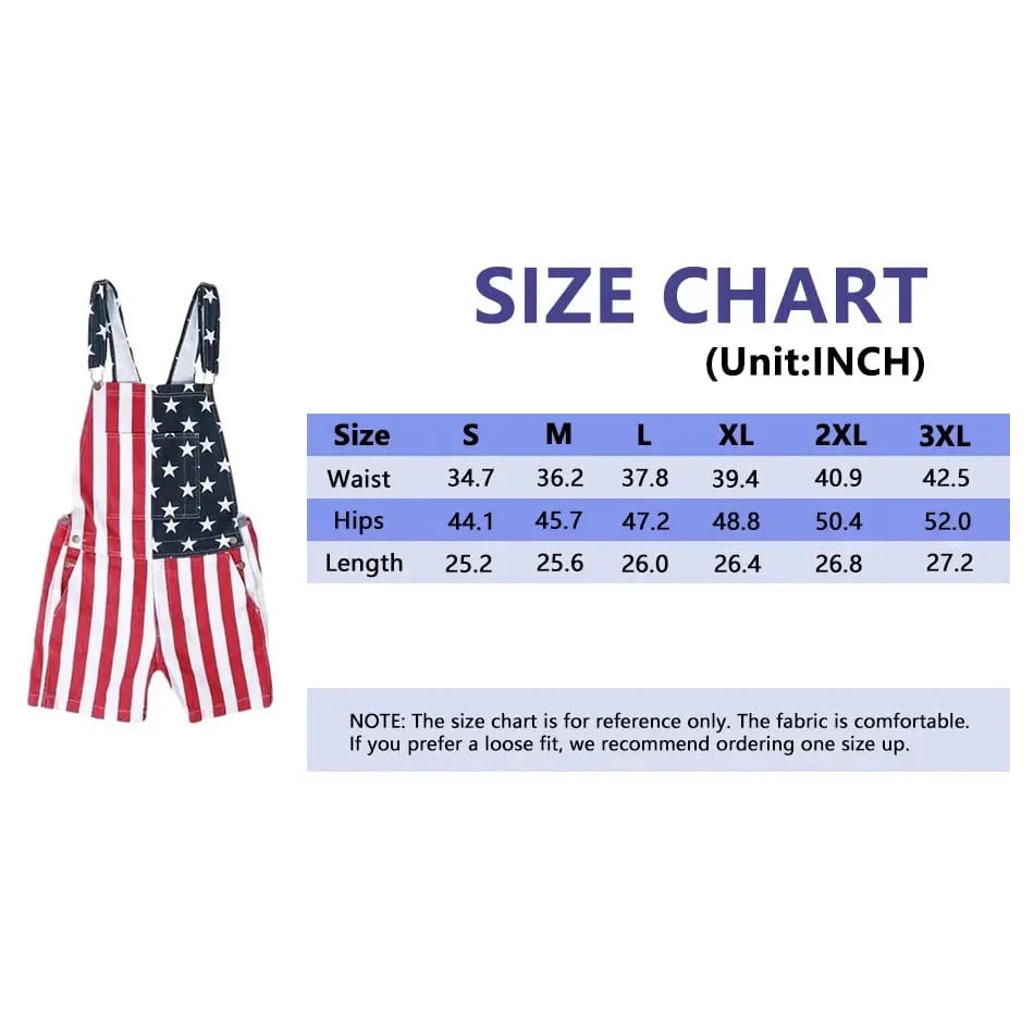 🎉Hot Sales 49% Off – 🇺🇸 Vintage Patriotic Denim Short Overalls ✨ Stars & Stripes Summer Romper -$AC