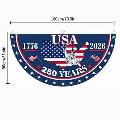 🗽USA 250th Anniversary Flag Half Round Banner🦅 -$AC