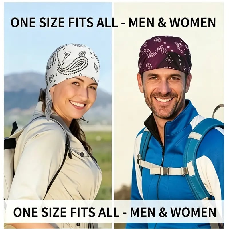 Paisley Cooling Headscarf Cap Set, Motorcycle Pirate Head Wrap Safety Helmet Liner--Elastic Fit Hand Washable Multifunctional Outdoor Headwear for Athletes & Outdoor Enthusiasts-WH