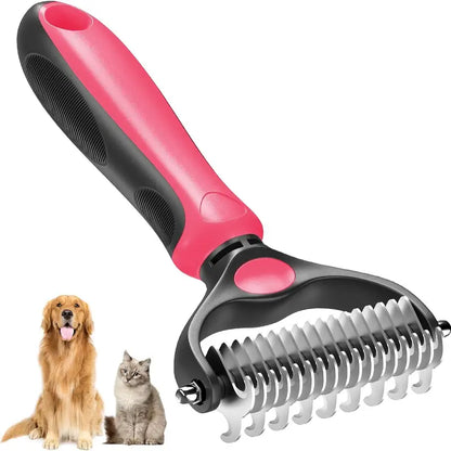 🐾Double-Sided Pet Grooming Brush – Hurtless Shedding & Dematting Undercoat Rake for Dogs and Cats-YH