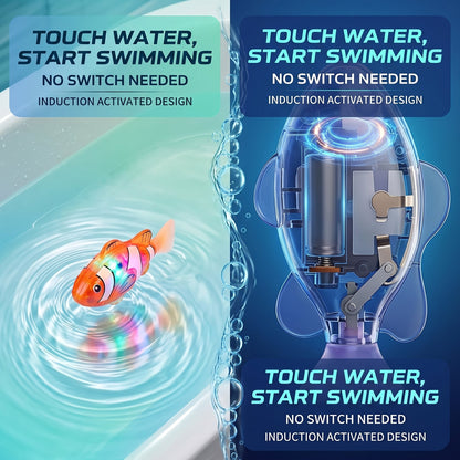 Swimming Fish Bath Toy Set – Splashing Fun for Kids 🐠💦4Pcs Induction Activated | LED Light Up | Auto-Swimming Bath Toy -$AC