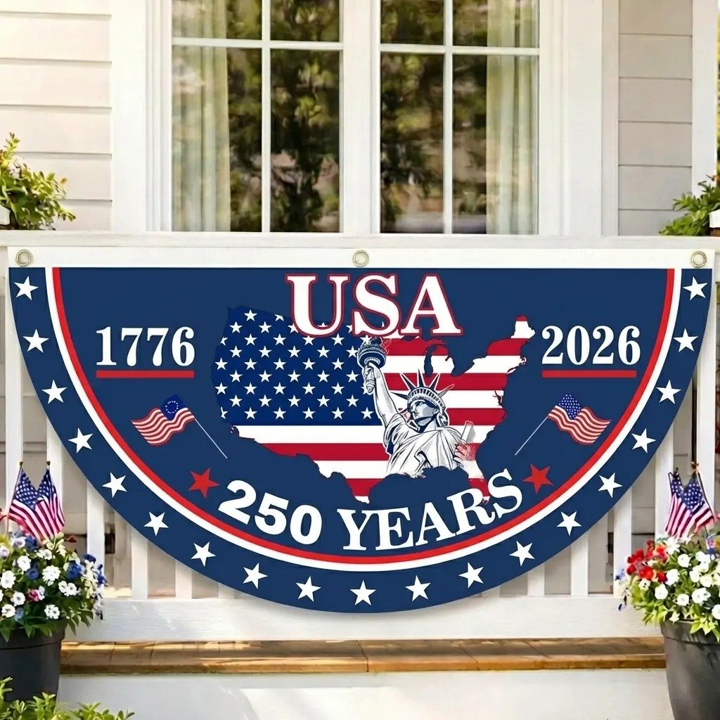 🗽USA 250th Anniversary Flag Half Round Banner🦅 -$AC