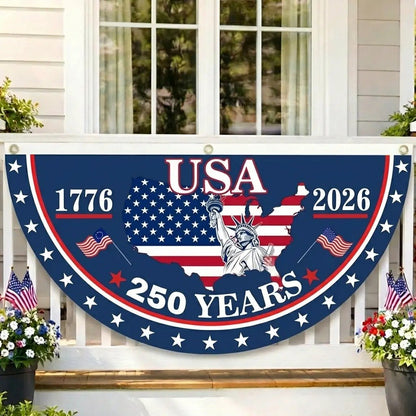 🗽USA 250th Anniversary Flag Half Round Banner🦅 -$AC