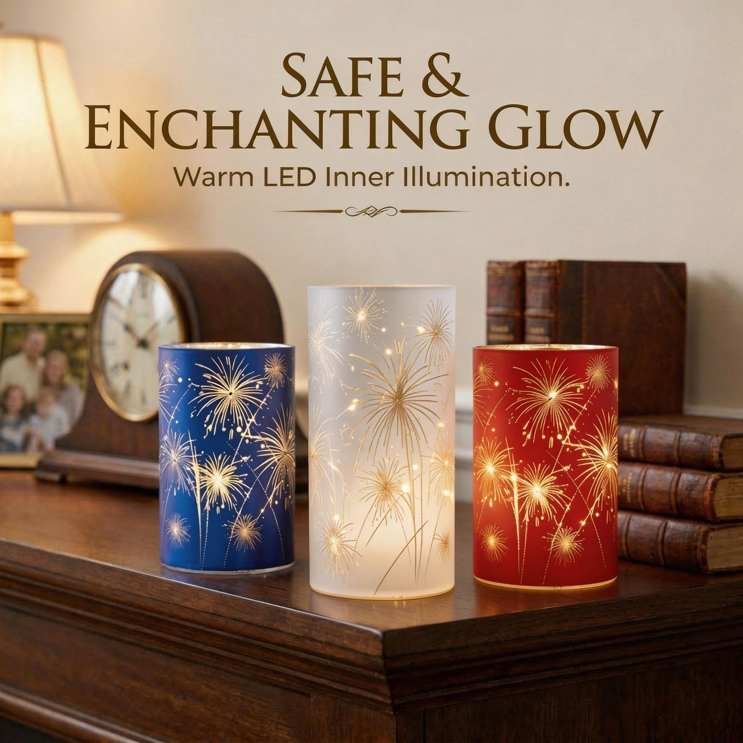 Celebration Firework Lanterns – Premium Patriotic Red, White & Blue Trio -$AC