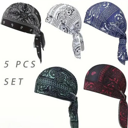 Paisley Cooling Headscarf Cap Set, Motorcycle Pirate Head Wrap Safety Helmet Liner--Elastic Fit Hand Washable Multifunctional Outdoor Headwear for Athletes & Outdoor Enthusiasts-WH
